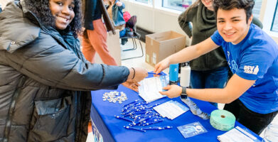Happy students at a Rev Your Bev event